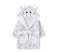 Metzuyan Peignoir pour bébé fille et garçon en peluche motif girafe - Gris - 6-12 mois
