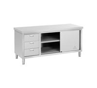Royal Catering RCSSCB-180X70-S Meuble bas en inox Meuble bas Armoire en inox 180 x 70 x 85 cm Capacité de 600 kg 3 tiroirs