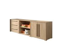 Meuble 3 tiroirs 2 portes bois naturel