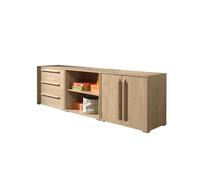 Meuble 3 tiroirs 2 portes bois naturel