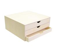 Artemio Rangement à décorer 14001909 – Meuble 3 tiroirs en bois Beige 34,5 x 34 x 15,5 cm