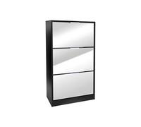 - Meuble à chaussure 3 tiroirs en Mélaminé avec Miroir - Noir - Pratik