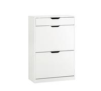 Meuble à Chaussure FSR180-W SoBuy - avec 2 Abattants et 1 Tiroir - L60xP30xH90 cm - Blanc