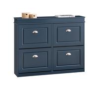 SoBuy Meuble à chaussures FSR79 – 4 portes battantes, 8 étagères réglables, 105x82x24 Bleu