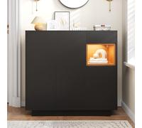 Meuble À Chaussures，105 L X 39,5 B X 100,5 H(cm), avec 1 Tiroir Et Étagères Réglables, Éclairage LED, pour Entrées Et Salon, Il Peut Accueillir De 14 À 18 Paires De Chaussures, Noir