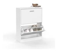 IDMarket – Meuble à chaussures KLARK – 12 paires – 2 portes – Blanc