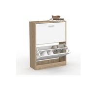 Meuble à chaussures 12 paires KLARK imitation hêtre 2 portes blanches Blanc G