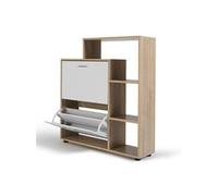 IDMARKET Meuble à chaussures 12 paires KLARK imitation hêtre 2 portes blanches avec étagère