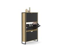 IDMarket - Meuble à Chaussures 18 Paires Boston 3 Portes Design Industriel