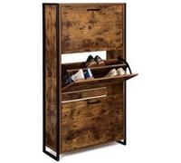 Meuble à chaussures 18 paires DAYTON 3 portes effet vieilli design industriel Multicolore G
