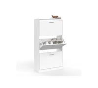 IDMarket Meuble à chaussures 3 portes blanc