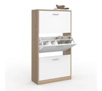 Meuble à chaussures 18 paires KLARK imitation hêtre 3 portes blanches