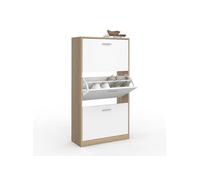 IDMARKET Meuble à chaussures 18 paires KLARK imitation hêtre 3 portes blanches