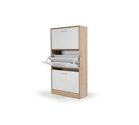 Meuble à chaussures 18 paires KLARK imitation hêtre 3 portes blanches