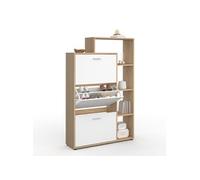 IDMarket - Meuble à Chaussures 18 Paires KLARK Imitation hêtre | Avec 3 portes blanches avec étagère