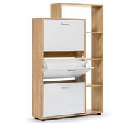 Idmarket - Meuble à chaussures imitation hêtre 3 portes blanches avec étagère - Blanc