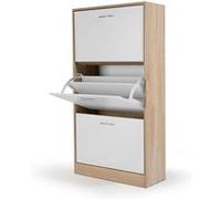Idmarket - Meuble à chaussures imitation hêtre 3 portes blanches - Blanc