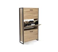 IDMarket - Meuble à chaussures 18 paires LUIS 3 portes design industriel