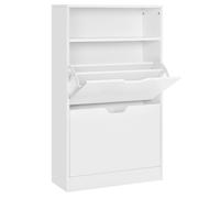 Meuble À Chaussures 2 Abattants Avec 1 Compartiment Ouvert Blanc Blanc