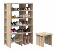 Meuble à chaussures 2 Pack Bois d'ingénierie 62x35x100 cm | Design compact, style moderne, système d'étagère pour couloir, montage facile