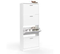 IDMarket – Meuble à chaussures KLARK 24 paires, 4 portes – Blanc