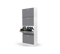 Meuble à chaussures 24 paires KLARK blanc 4 portes gris clair