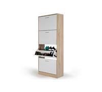Idmarket - Meuble à chaussures imitation hêtre 4 portes blanches - Blanc