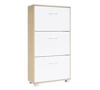 Casaria Meuble à Chaussures 3 abattants 115x60x24cm Armoire de Rangement 18 Paires Étagère Couloir entrée chêne Blanc