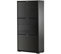 Meuble à chaussures 3 portes abattantes 3 compartiments MDF noir laqué Noir G