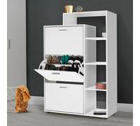 Meuble À Chaussures 3 Portes Avec Étagère Blanc
