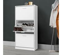 IDMarket Meuble à chaussures 3 portes blanc