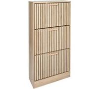 Home Deco Factory – Meuble à chaussures Klaus – 3 portes – Marron – H113 x L60 x P24 cm