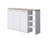 Meuble à chaussures 3 portes et 3 niches - Blanc et Naturel clair - SKAIDO