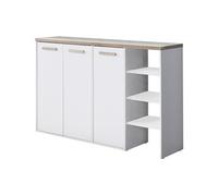 Meuble à chaussures 3 portes et 3 niches - Blanc et Naturel clair - SKAIDO