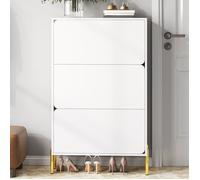 Meuble à chaussures 3 portes moderne minimaliste pieds dorés grande capacité entrée hall 73x24x120cm, Couleur Blanc