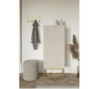 Meuble à chaussures 3 portes - VELDIO - 50x30x125 cm - grège avec pieds dorés