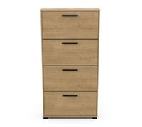 Meuble à chaussures 4 abattants 12 paires couleur chêne - Largeur 80,8 x Profondeur 17,8 x Hauteur 151,7 cm