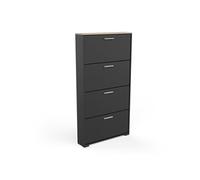 Meuble à chaussures 4 abattants Izzy noir et bois