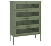 Meuble à chaussures 4 portes en métal vert kaki EMMA