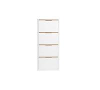 Meuble à Chaussures 4 Portes Finition Blanc laqué Brillant L68 cm Kirk