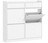 Meuble à chaussures 4 tiroirs rabattables 2 tiroirs coulissants dim. 98 x 19 x 95 cm blanc