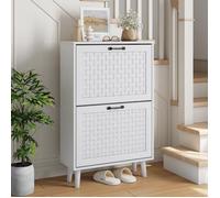 Meuble à Chaussures 60 x 24.1 x 94 cm, Armoire à chaussures avec tiroirs en rotin faits main, Adaptée aux entrées et aux salons