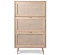 Finori Armoire à chaussures Bali 49A – Chêne sonoma, impression de canne – 9 paires – Beige