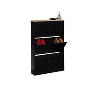 IDMarket - Meuble à Chaussures 9 Paires Ester 3 Portes métal Noir Design Industriel