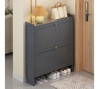 Meuble à chaussures à 2 niveaux avec tiroirs à rabat, étagère à chaussures fine autoportante pour entrée, couloir, chambre à coucher, rangement caché avec porte, idéal pour les petits espaces de 50 cm