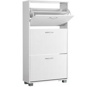 Meuble à chaussures à 3 abattants blanc Étagère Armoire de rangement 115x60x24cm