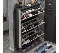 Meuble à chaussures à 3 niveaux avec tiroirs rabattables - Organiseur d'entrée peu encombrant avec étagères - Solution de rangement pour chaussures sur pied pour un accès facile et design seau