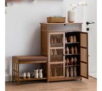 Meuble à chaussures à 5 niveaux B avec tiroir et portes à volet pour 19 ou 27 paires d'étagères de rangement et banc pour couloir, placard et salon