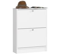 Meuble à chaussures AKORD Blanc 60 cm 2 portes façade Blanche 2 étagères 60x20x80 cm Blanc G