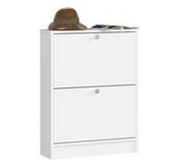 Meuble à chaussures AKORD Blanc 60 cm 2 portes façade Blanche 2 étagères 60x20x80 cm Blanc G
